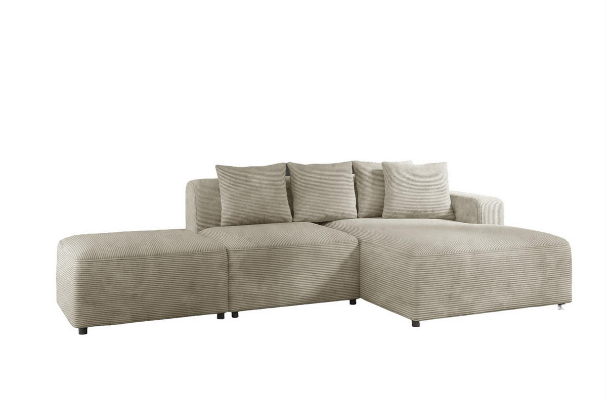 ECKSOFA Megan Xs In Poso - Beige, Holzwerkstoff/Textil (304/165cm) - Fun Möbel