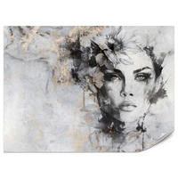 FOTOTAPETE für Wohnzimmer Frau Porträt Beton Blumen Modern 400x280 - Goldfarben/Schwarz, Papier (400/280cm) - Muralo