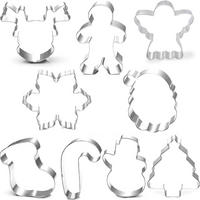 AUSSTECHFORMEN Set 9-teilig Weihnachten mit 100 Keks-Tüten - Silberfarben, Metall (16.3/2.2/26.1cm)