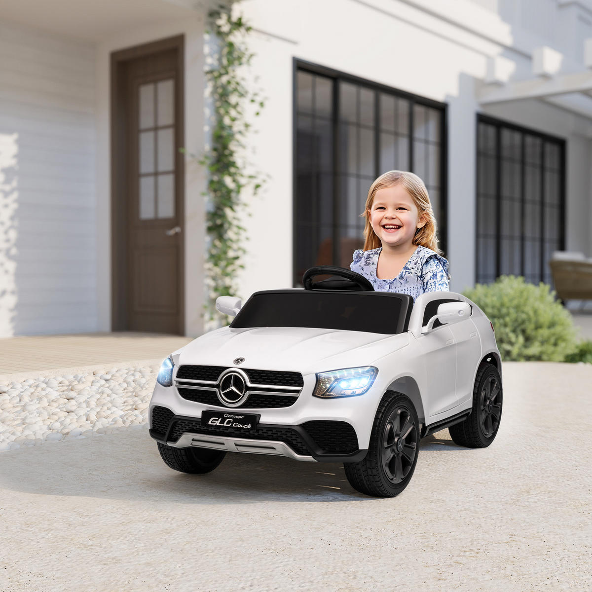 KINDER-ELEKTROAUTO Kunststoff Metall Weiß - Weiß, Kunststoff (105/68/50cm) - AIYAPLAY