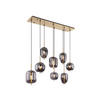 LED-PENDELLEUCHTE Messing Breite 94cm, Glaskugeln Rauchglas - Messingfarben/Schwarz, Glas/Metall (34/94/120cm) - meineWunschleuchte