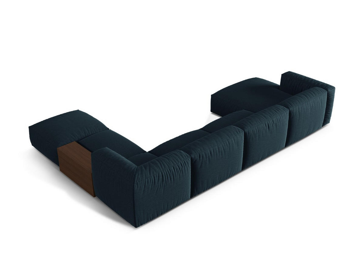 PANORAMASOFA modular rechts Martina aus strukturiertem Stoff jeansblau 5 Sitzplätze - Blau, Textil (406/75/280cm) - Micadoni