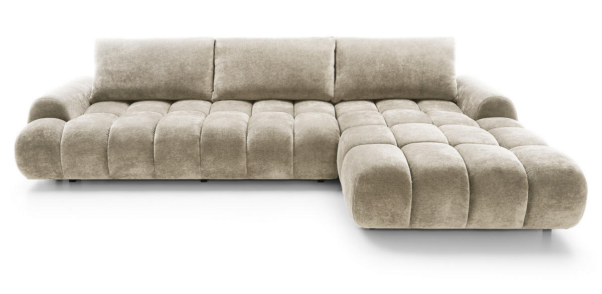 ECKSOFA 340 cm Valerio II, Schlaffunktion, Bettkasten, Rechts, Beige - Beige, Holz (177/340cm) - Emporius