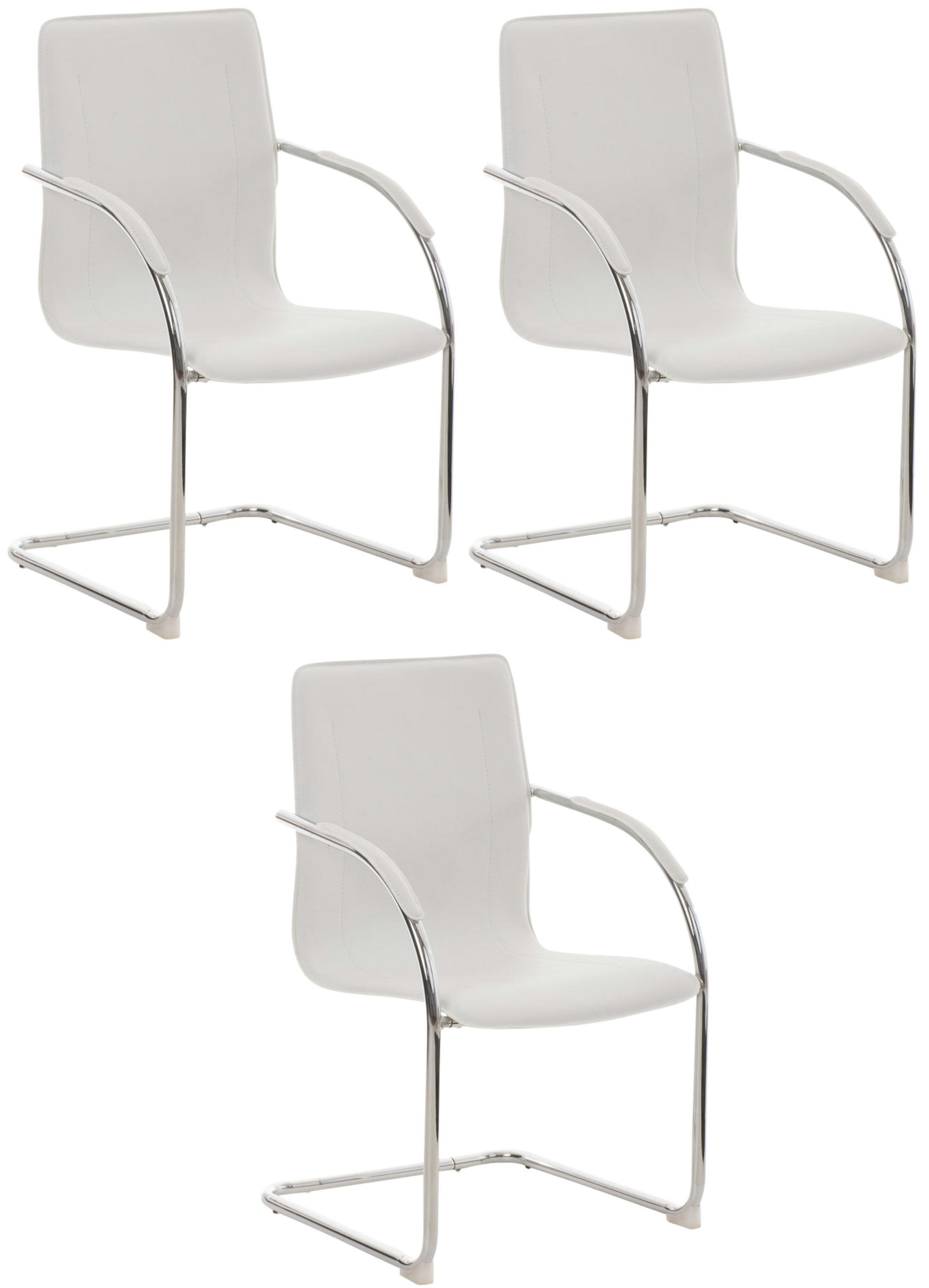 SCHWINGSTUHL 3er Set Lederlook weiß - Weiß, Textil/Metall (56/94/52cm) - CLP