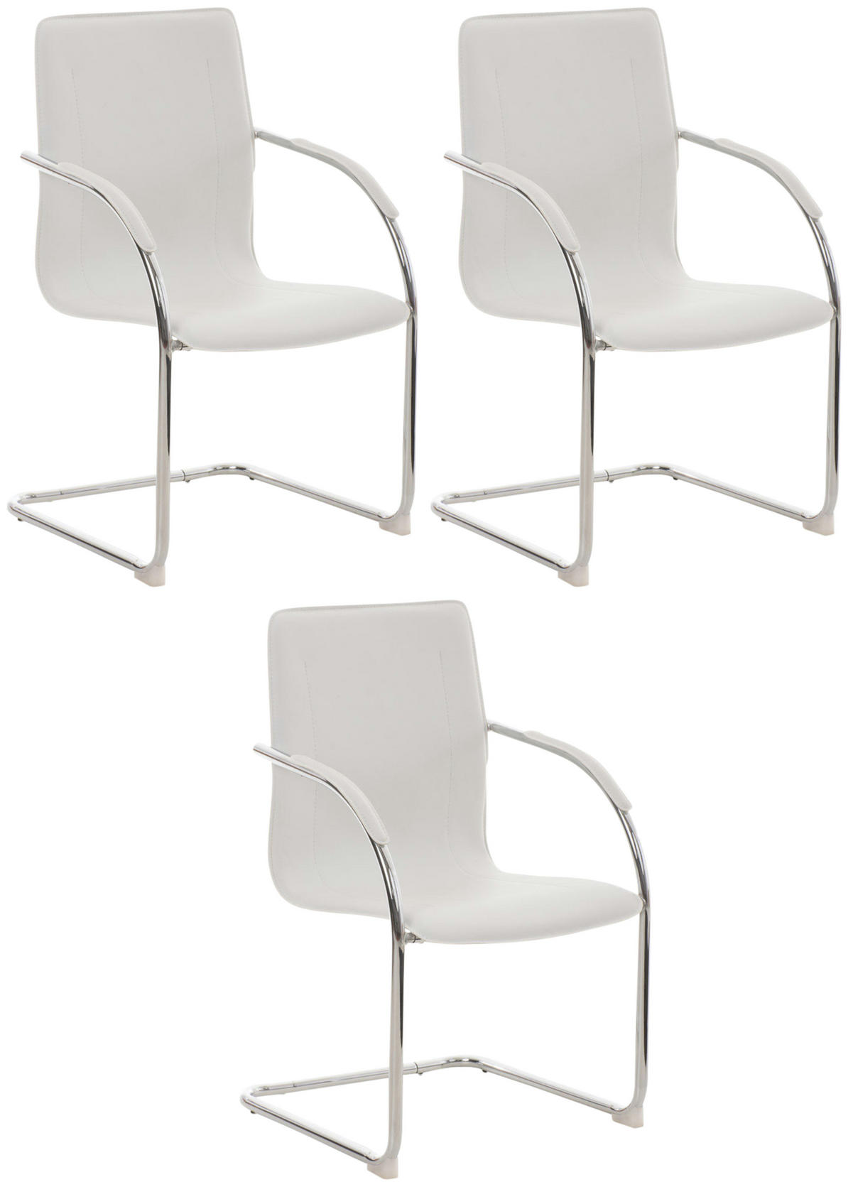 SCHWINGSTUHL 3er Set Lederlook weiß - Weiß, Textil/Metall (56/94/52cm) - CLP