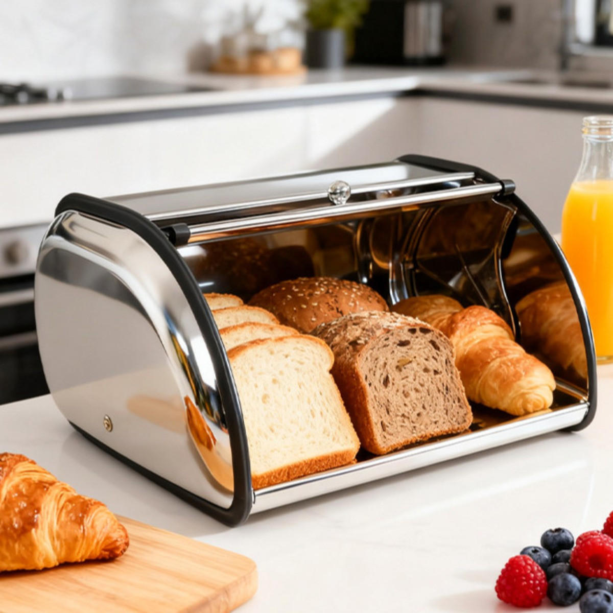 BROTKASTEN 33/23.5/15 cm Weiß - Silberfarben, Metall (23.5/15/33cm) - Authentics