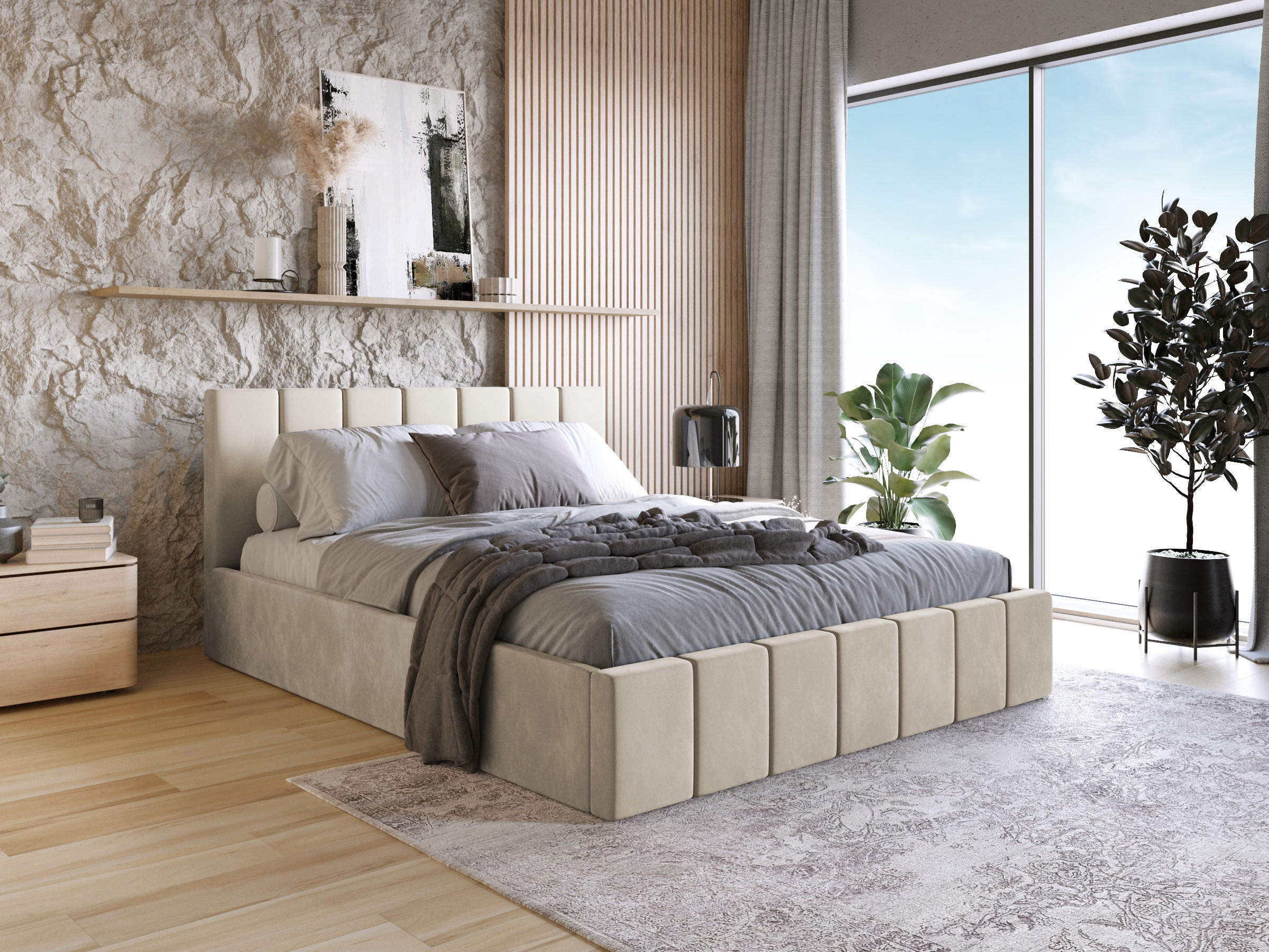 POLSTERBETT Doppelbett PESARO 120x200 cm, Creme - Beige, Textil (120/200cm) - Fedve
