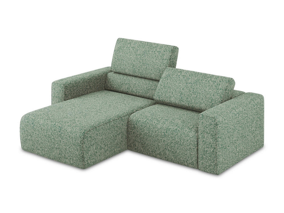 ECKSOFA Links Strukturstoff Stoff Grün - Schwarz/Hellgrün, Kunststoff/Textil (167/224cm) - Makamii