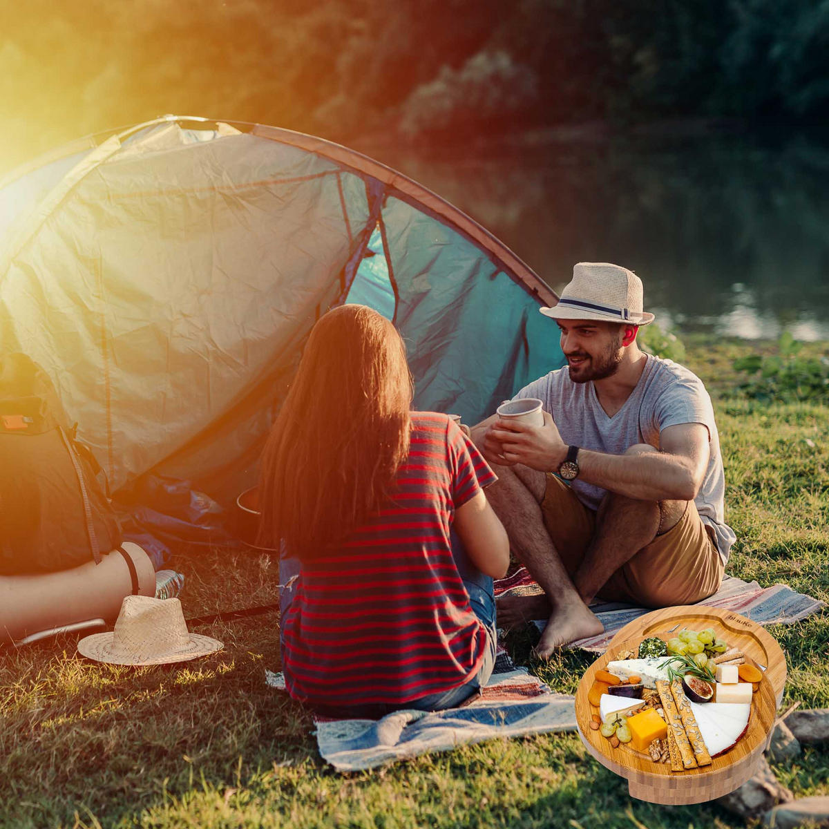 KÄSEBRETT mit Käsemesser Set 25cm - Beige, Holz (25/25cm) - BlauKe