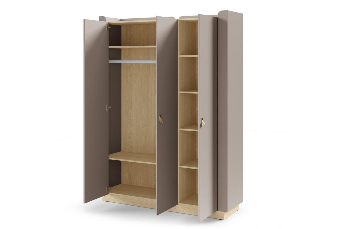 KINDERKLEIDERSCHRANK SOVI 14 150 / 201 / 52 cm in Porcini / Eiche Mavelie - Greige/Eichefarben, Holzwerkstoff (150/201/52cm) - Deine Möbel 24