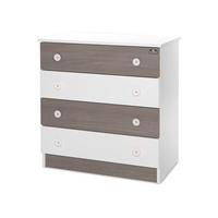 KOMMODE Dresser weiß braun 81 x 50 cm, 4 große Schubladen, Melamin-Spanplatte, Kinderzimmer - Braun, Holzwerkstoff (50/86/81cm) - Lorelli
