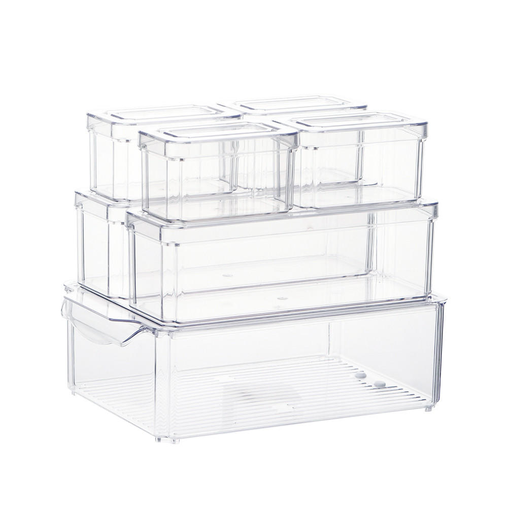 KÜHLSCHRANKBOXEN 7-TLG. mit Deckel Transparent PET - Transparent, Kunststoff (30/9.8/20cm) - Livingandhome
