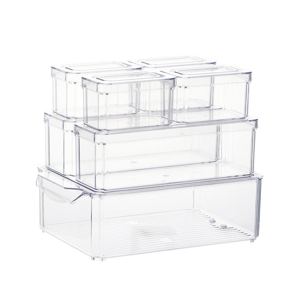 KÜHLSCHRANKBOXEN 7-TLG. mit Deckel Transparent PET - Transparent, Kunststoff (30/9.8/20cm) - Livingandhome