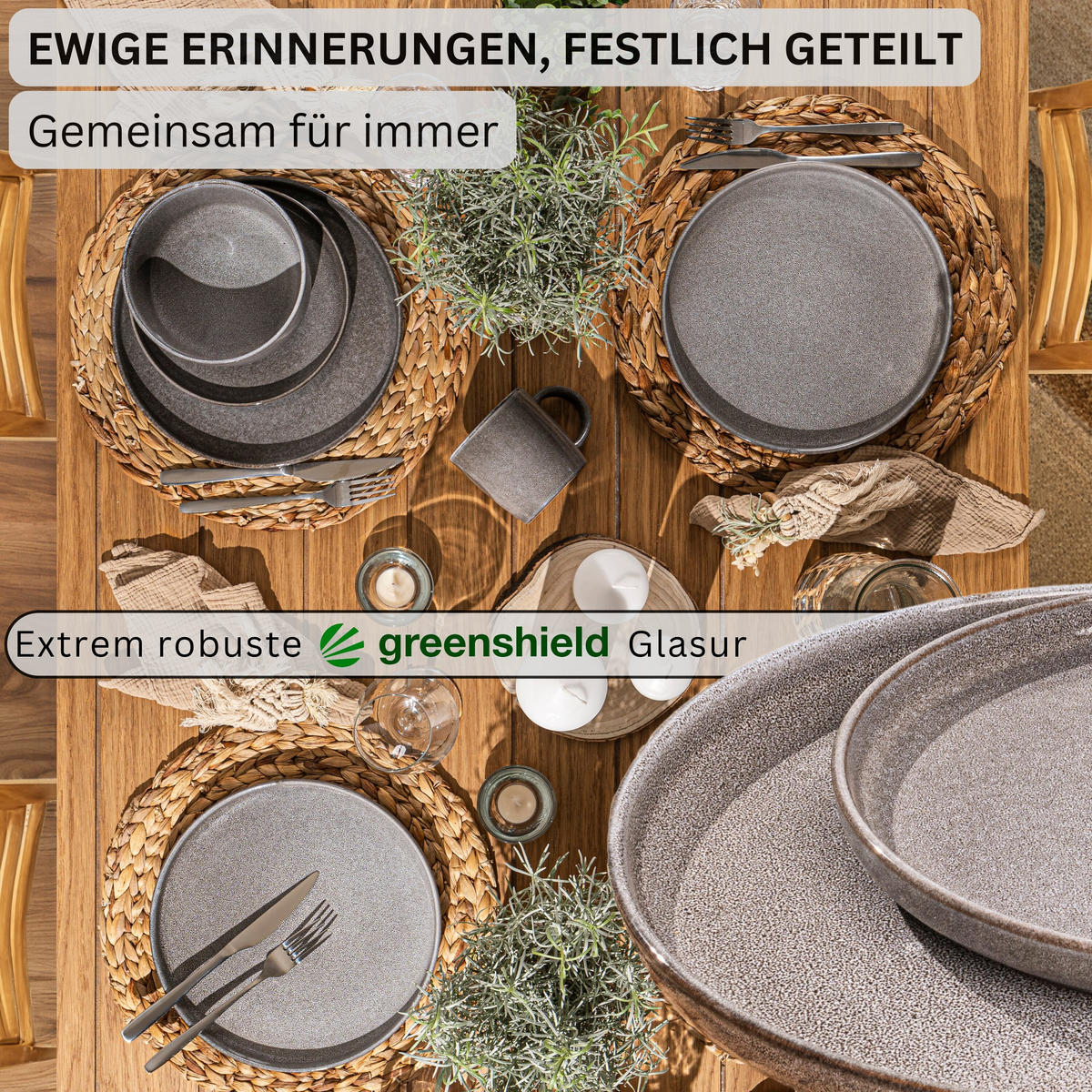 DESSERTTELLER SET KAIRO MONDGRAU - 6 teilig aus Steingut - Dunkelgrau, Keramik (27.5cm) - Sänger