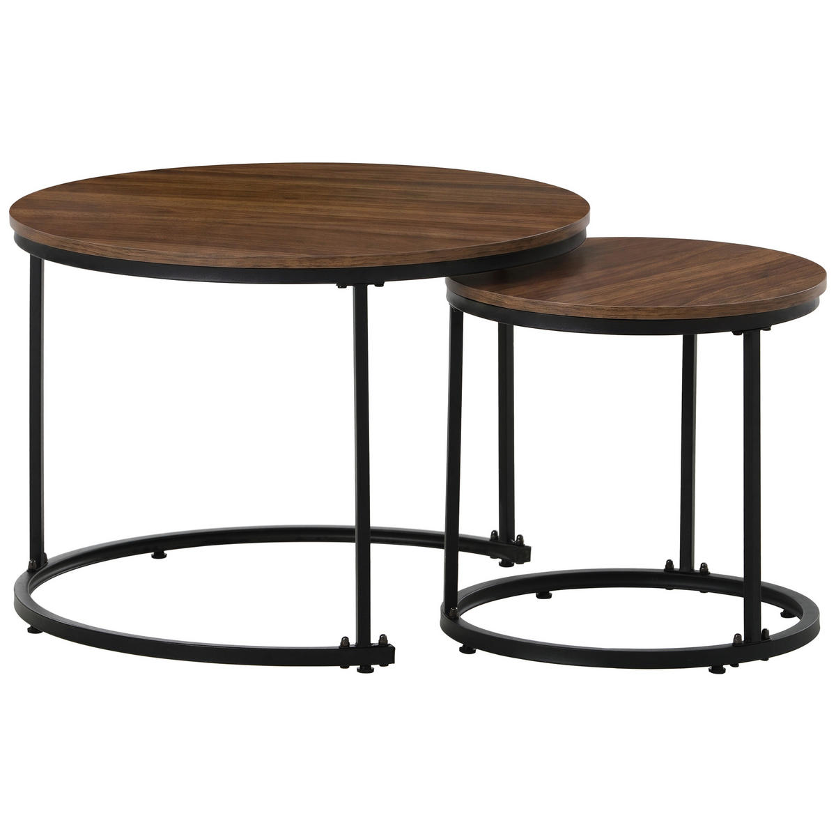 COUCHTISCH in Walnussfarben und Schwarz mit Tischplatte in Marmoroptik für Wohnzimmer, B71/T71/H50 cm - Walnussfarben/Schwarz, Holzwerkstoff/Metall (70.5/70.5/50cm) - STILVORA