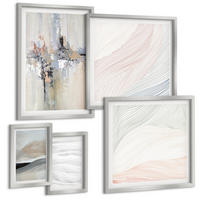 BILDER SET 5er Set - 50x50 cm & 20x30 cm & 40x60 cm Silberner Rahmen - Abstrakte Erdmuster - Silberfarben, Kunststoff (40/60cm) - TULUP