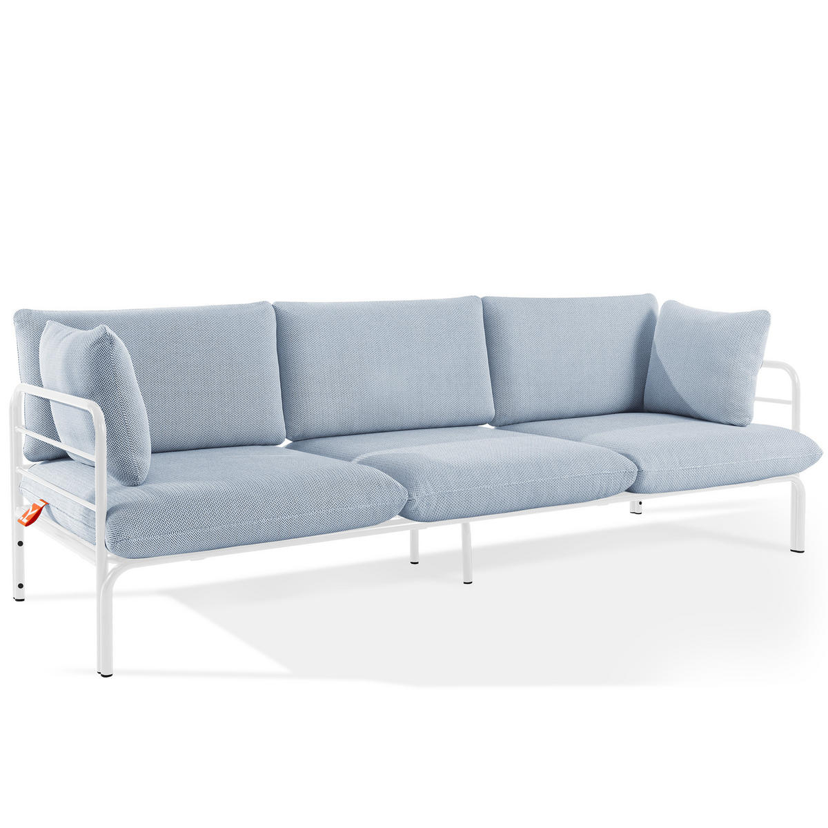 GARTENMÖBELSET RAMBE 4-tlg. 1x Tisch 2x Sessel 1x Sofa 3-Sitzer, mit Auflage, Stahlrahmen, LOFT-STIL, Weiß - Weiß/Hellblau, Glas/Textil - KONSIMO®