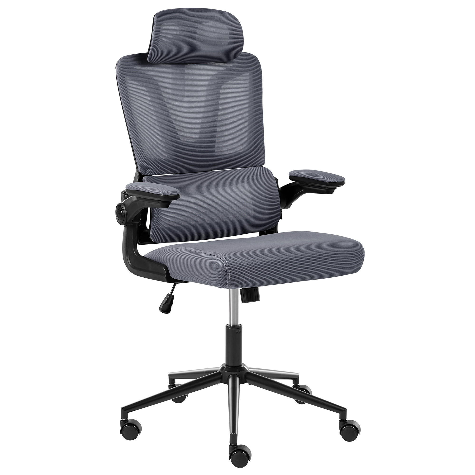 BÜROSTUHL Dunkelgrau Kryos - Dunkelgrau, Textil (64/116/64cm) - Beliani