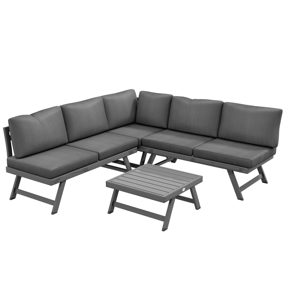 LOUNGEGARNITUR 4-teilig DE-13400 Weiß/Anthrazit - Grau, Textil - ComfortXL