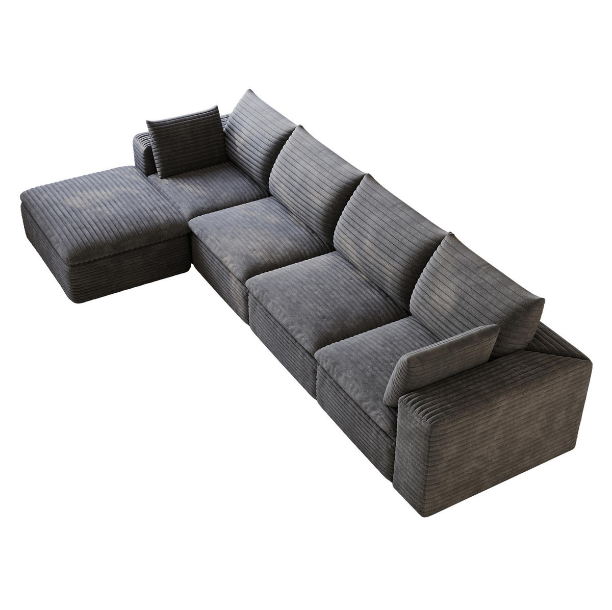ECKSOFA aus Stoff 340 cm Dunkelgrau mit flexiblem Aufbau und Schaumstoffkern - Dunkelgrau, Textil (340/160cm) - Modfu