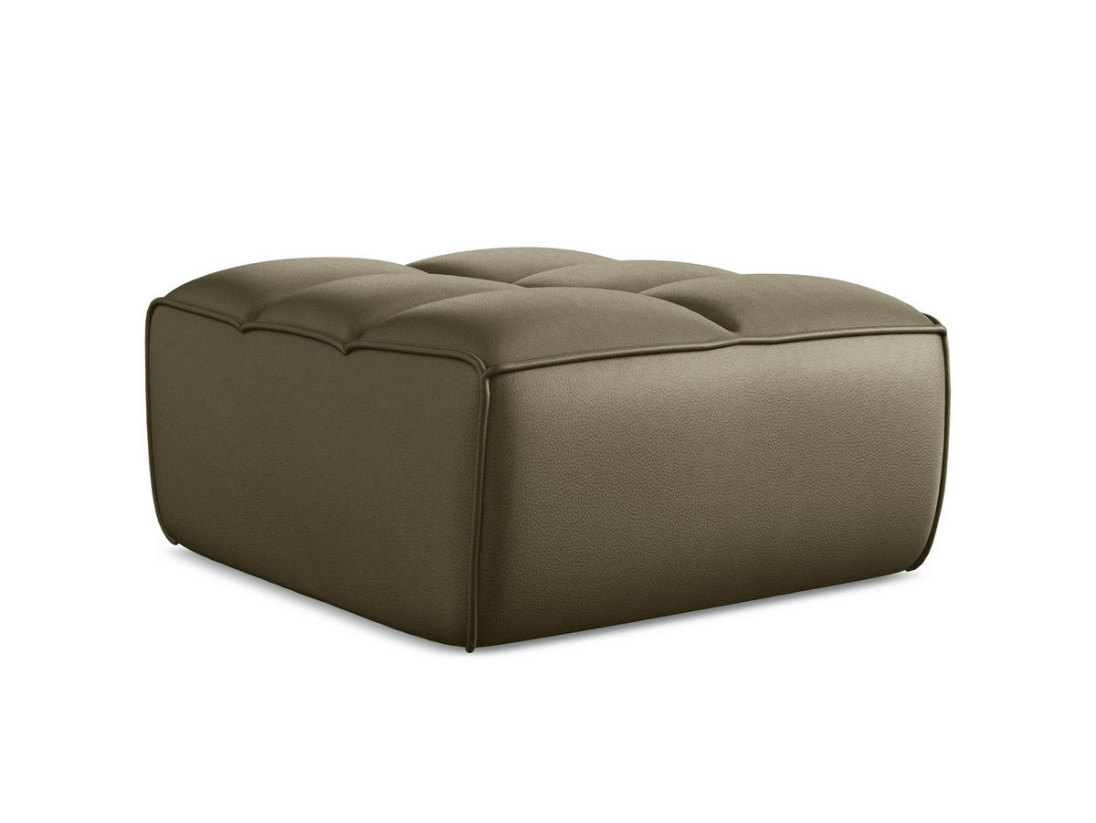 POUF Kunstleder Grün - Schwarz/Olivgrün, Leder/Kunststoff (80/43/93cm) - Makamii