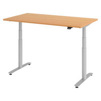 SCHREIBTISCH elektrisch Bluetooth & App XDLR 80/140/72 cm in Buchefarben/Silberfarben - Buchefarben/Silberfarben, Holzwerkstoff (80/140/72cm) - bümö