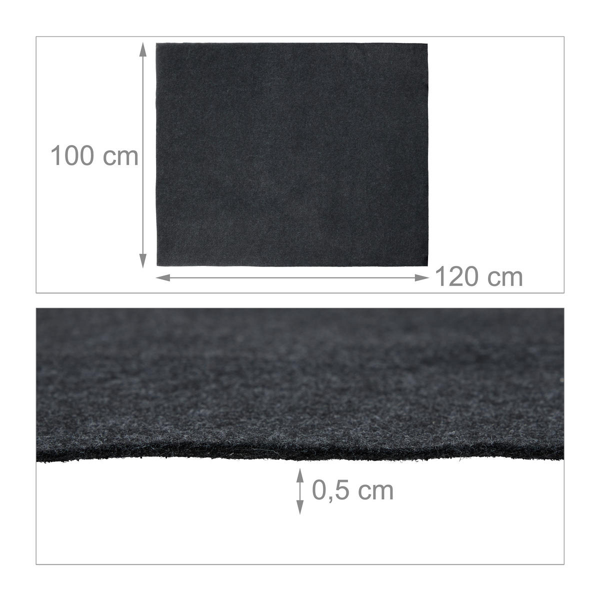 BODENSCHUTZMATTE - Anthrazit, Textil (100/120cm) - Relaxdays