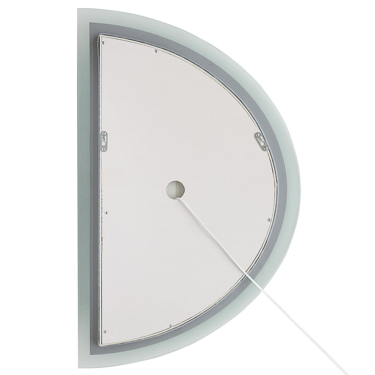 LED-WANDSPIEGEL halbrund 80 cm Silber Bezons - Silberfarben, Glas (80/3/49cm) - Beliani