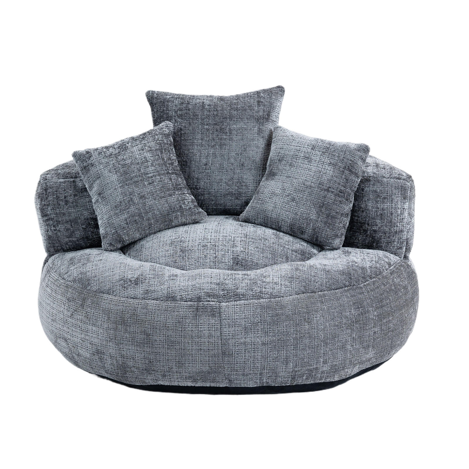 SITZSACK Sessel mit 3 Kissen bequem weich Polstersessel Grau - Grau, Textil (108/52/108cm) - PARAFTA HOME