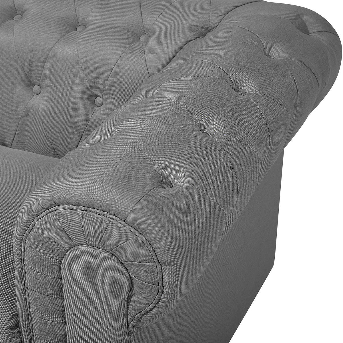 SESSEL Polsterbezug hellgrau Chesterfield - Dunkelbraun/Grau, Textil (112/79/85cm) - Beliani