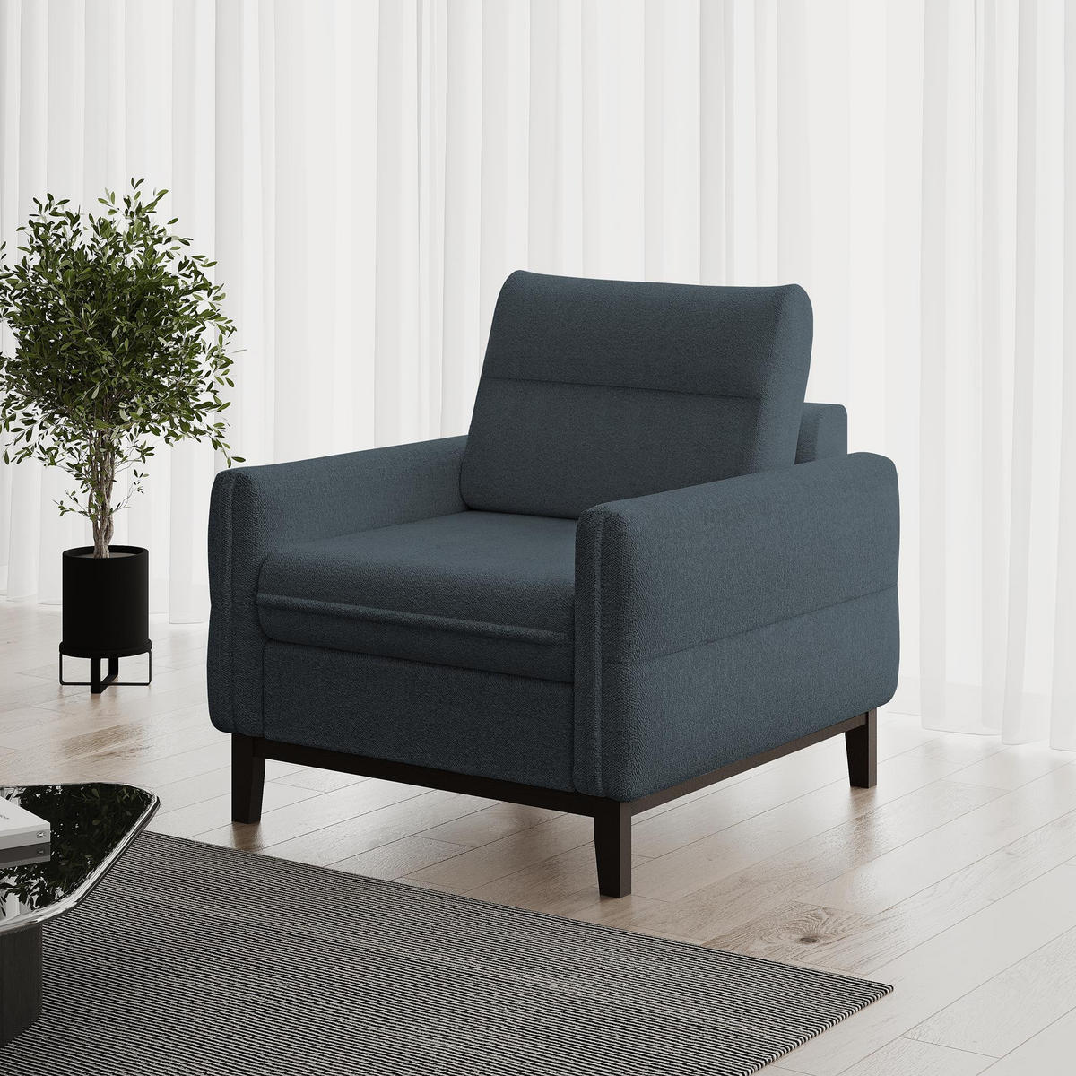 SITZGARNITUR Belweder, zwei Sofas+Sessel, Dunkelgrau, Bouclé - Wengefarben/Dunkelgrau, Holz/Textil (268/95/94cm) - Beautysofa