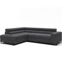 ECKSOFA COLESIO L-Form, Schlaffunktion, Bettkasten, verstellbare Kopfstützen, Wellenfederung, Metallfüße, breiter Cordstoff - Anthrazit/Schwarz, Kunststoff/Metall (269/204cm) - Wohnideebilder