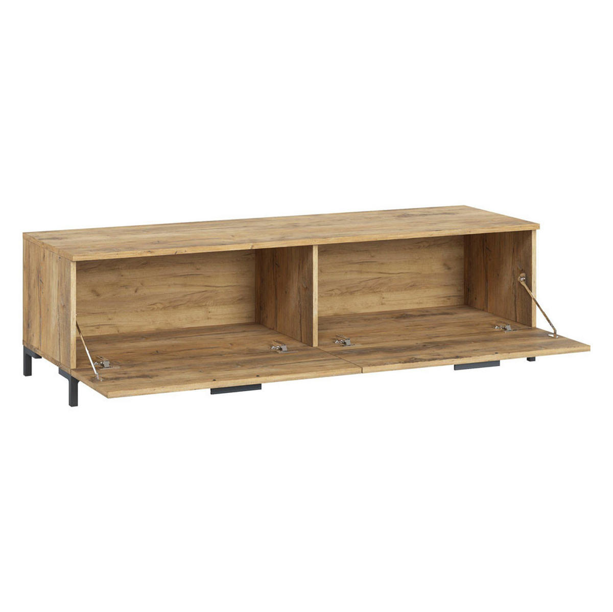 LOWBOARD Alternative Kastanie Breslau / schwarz 150 / 48 / 43cm - Kastanienfarben/Schwarz, Holz/Holzwerkstoff (150/43/48cm) - Feldmann-Wohnen