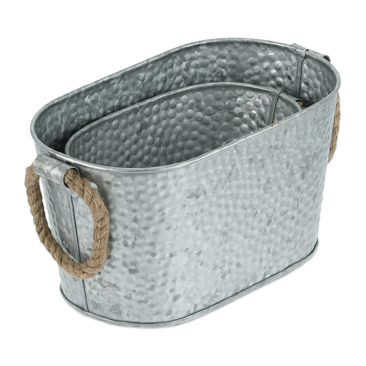 2xZINKWANNE - Silberfarben, Textil/Metall (27/13.5/15cm) - Relaxdays