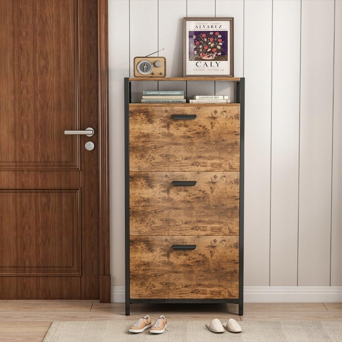 SCHUHSCHRANK, braun 60/130/30cm - Braun, Holzwerkstoff (60/130/30cm)