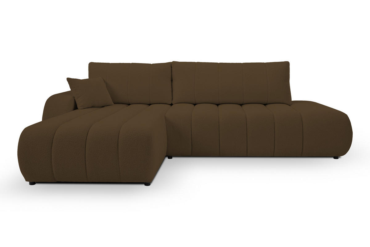 ECKSOFA BALOO mit Schlaffunktion 297x180 cm, Dunkelbraun, Links - Dunkelbraun, Holz/Textil (176/276cm) - DomoHome