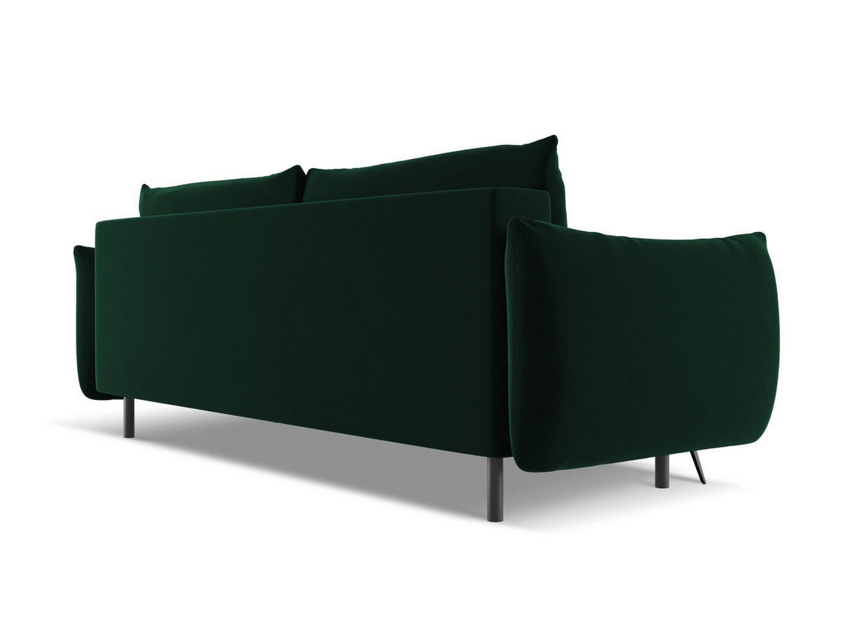 3-SITZER SOFA mit Schlaffunktion Samt Stoff Grün - Dunkelgrün/Schwarz, Textil/Metall (230/86/105cm) - Makamii