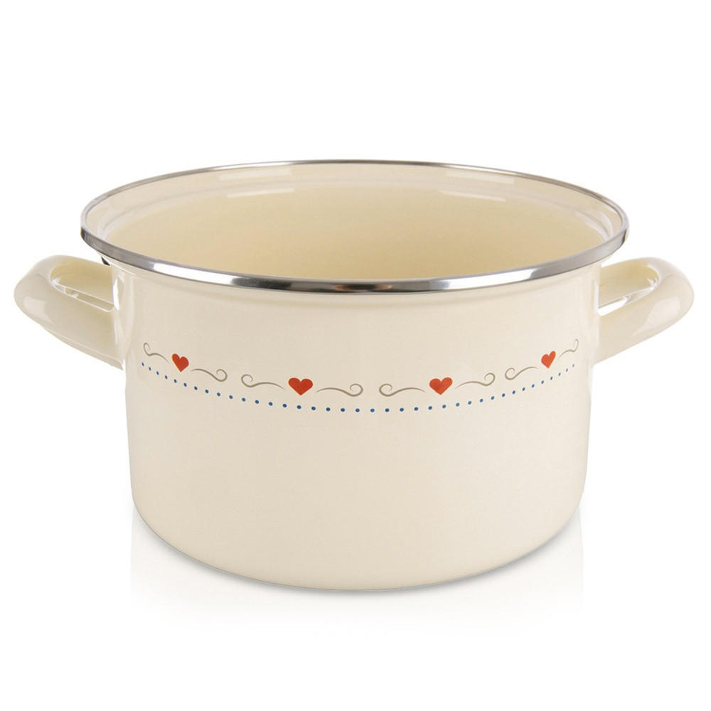 EMAILLIERTOPF Tonca mit Herzmotiv creme - Creme, Metall (16cm) - Orion 