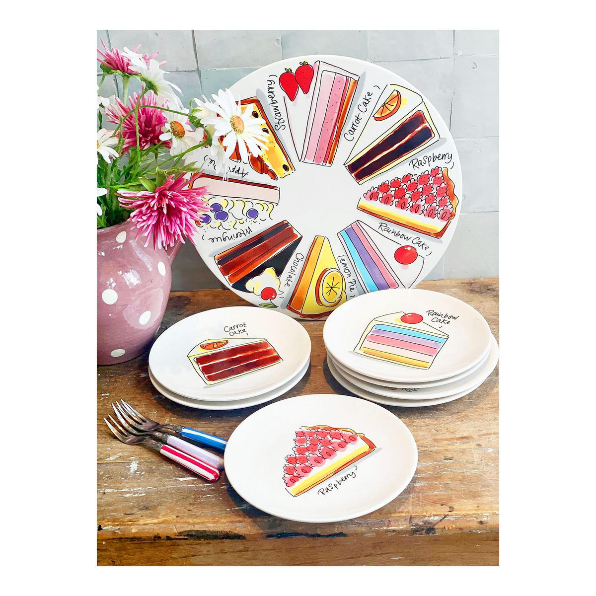 KUCHENTELLER Apfelkuchen in Bunt - 18cm - Multicolor, Keramik (18/18/2cm) - Blond Amsterdam