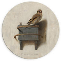 WANDBILD Stieglitz - Alter Meister - Carel Fabritius 90x90 cm - Grau, Kunststoff (90/90cm) - MuchoWow