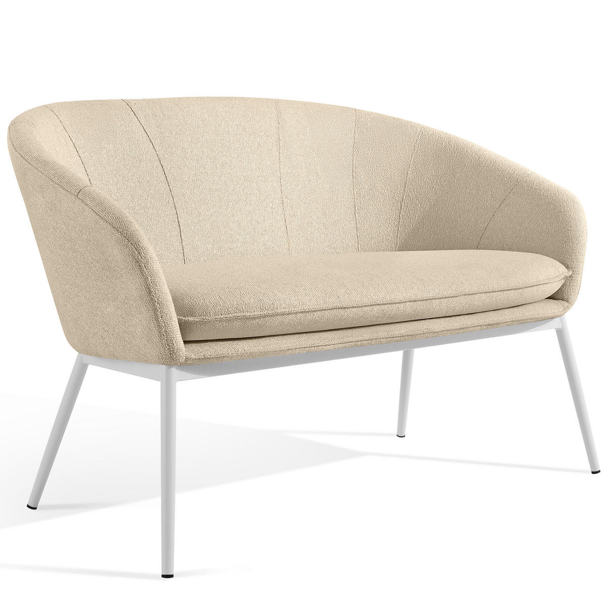 GARTENMÖBELSET SOLIS Gartenlounge-Set, creme/weiß - Creme, Textil/Metall - KONSIMO®