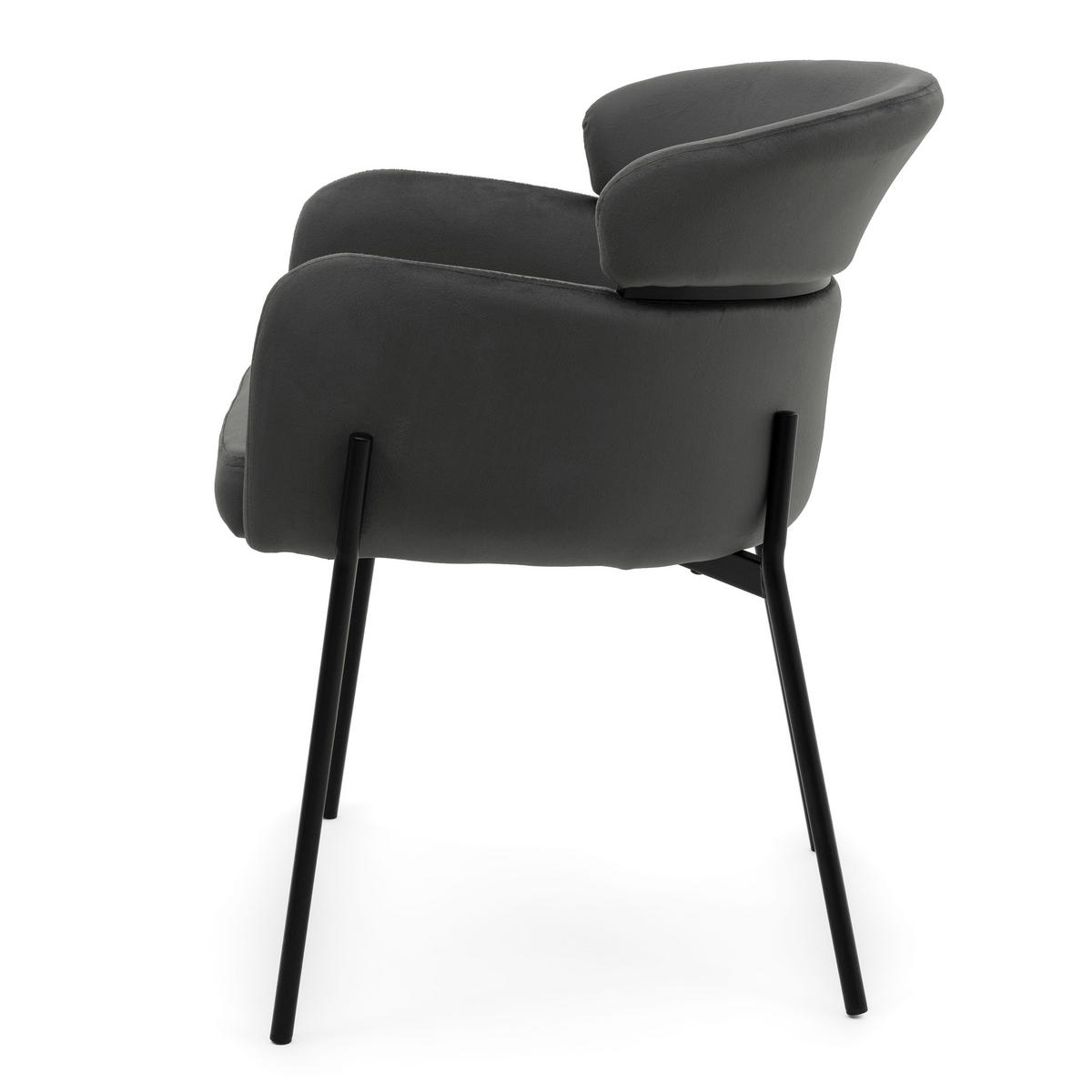 STUHL BOLZANO gepolsterter mit Steppung - grau - Samt Velour - Schwarz/Grau, Textil/Metall (62/80/61cm) - NEW HOME