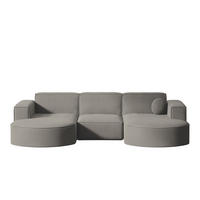 GARTENECKSOFA U-Form Garten Modena Studio Sofa-U Patio Hellgrau - Hellgrau, Holz/Textil (165/78/299cm) - Kaiser Möbel