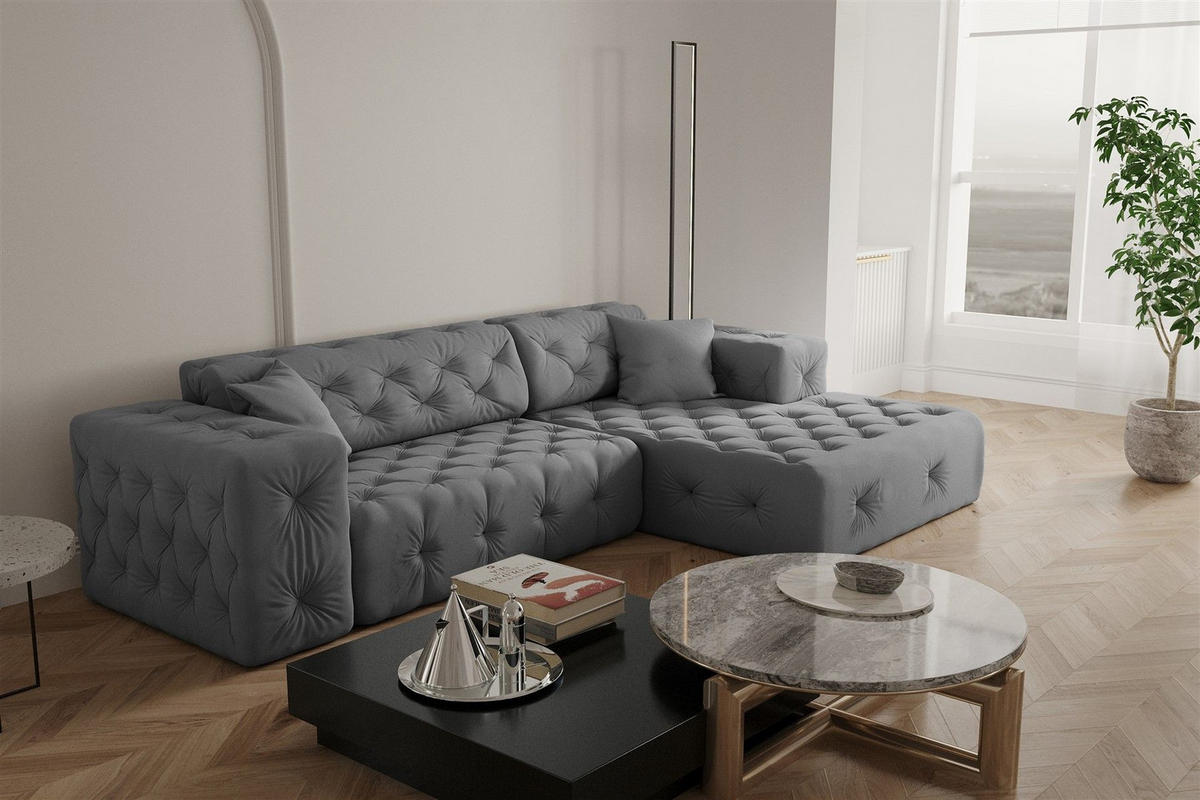 ECKSOFA Chantal - Grau, Holzwerkstoff/Textil (266/171cm) - Fun Möbel