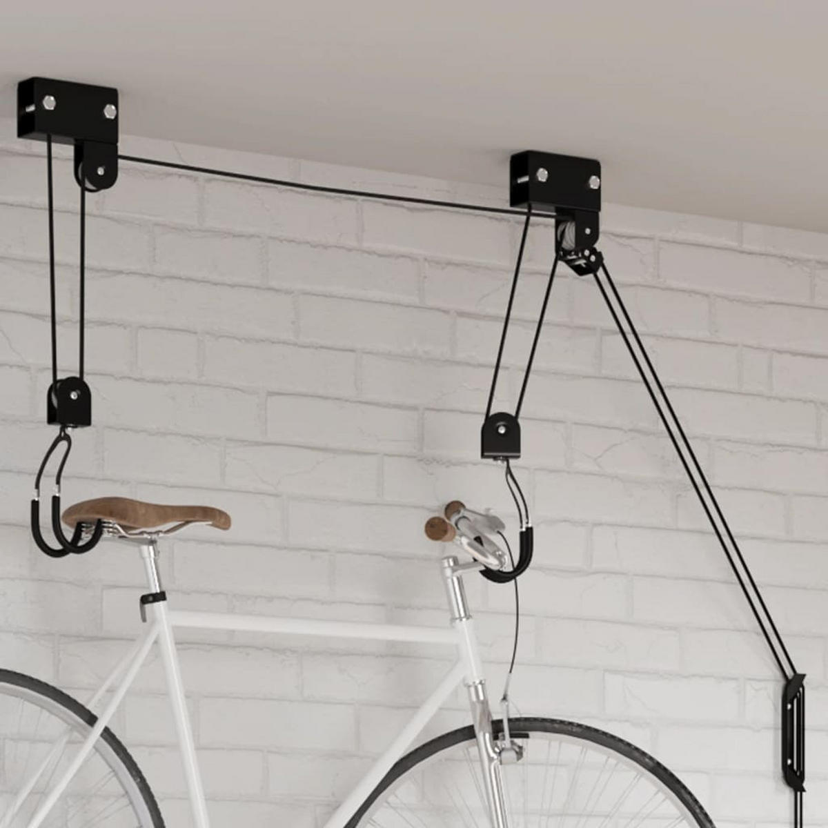 FAHRRADLIFT Deckenmontage 57 Kg - Schwarz, Metall (4/13.5/12cm) - vidaXL