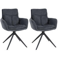 ARMLEHNENSTUHL 2er Set Stoff Schwarz - Schwarz, Textil/Metall (60/88/65cm) - CLP