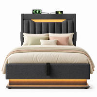 POLSTERBETT 90/200 mit Bettkasten, LED, USB/Typ-C und Stauraum-Kopfteil in Grau - Grau, Holzwerkstoff/Textil (90/200cm) - EVRYAE