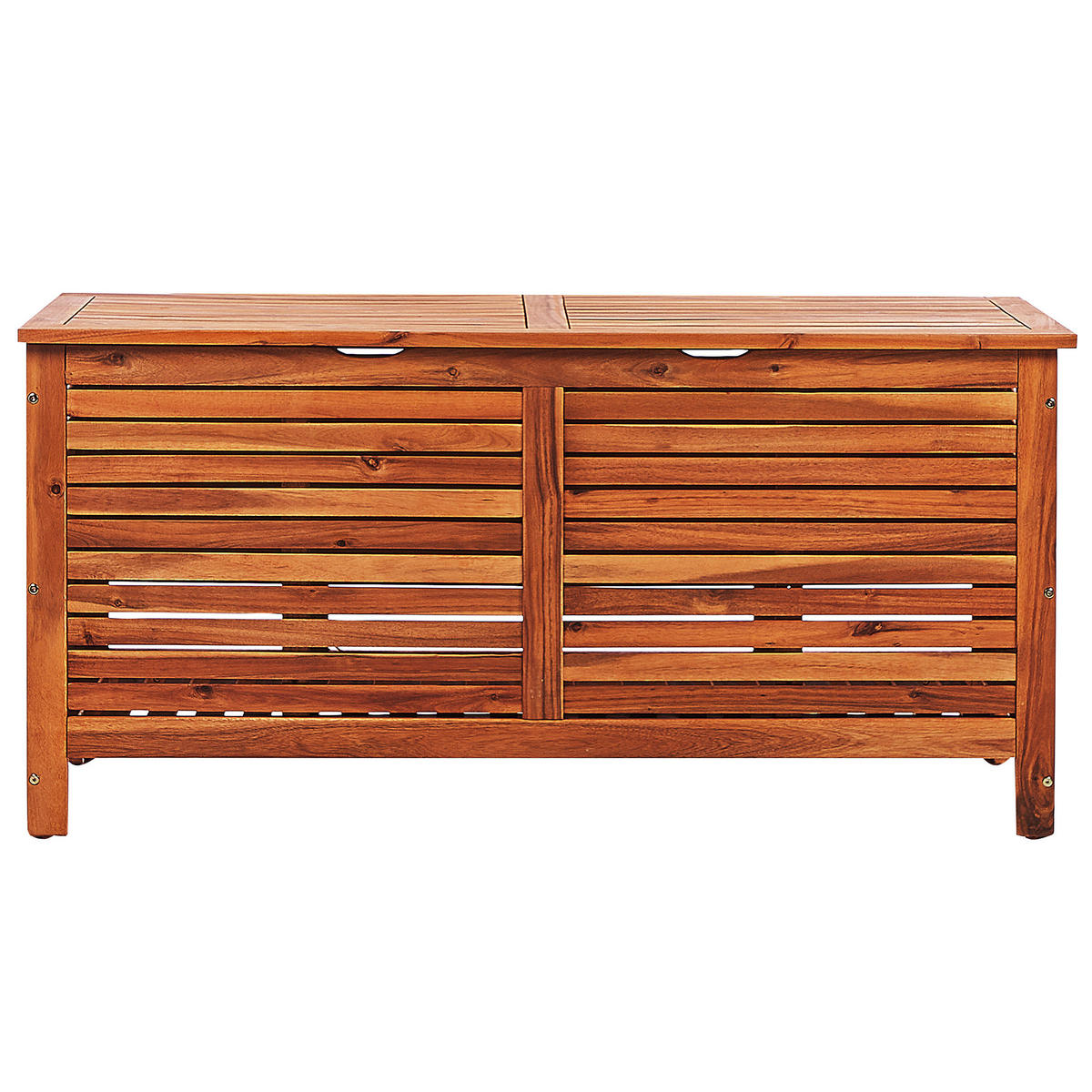 AUFLAGENBOX Akazienholz dunkelbraun 130/48 cm Riviera - Dunkelbraun, Holz (130/64/48cm) - Beliani