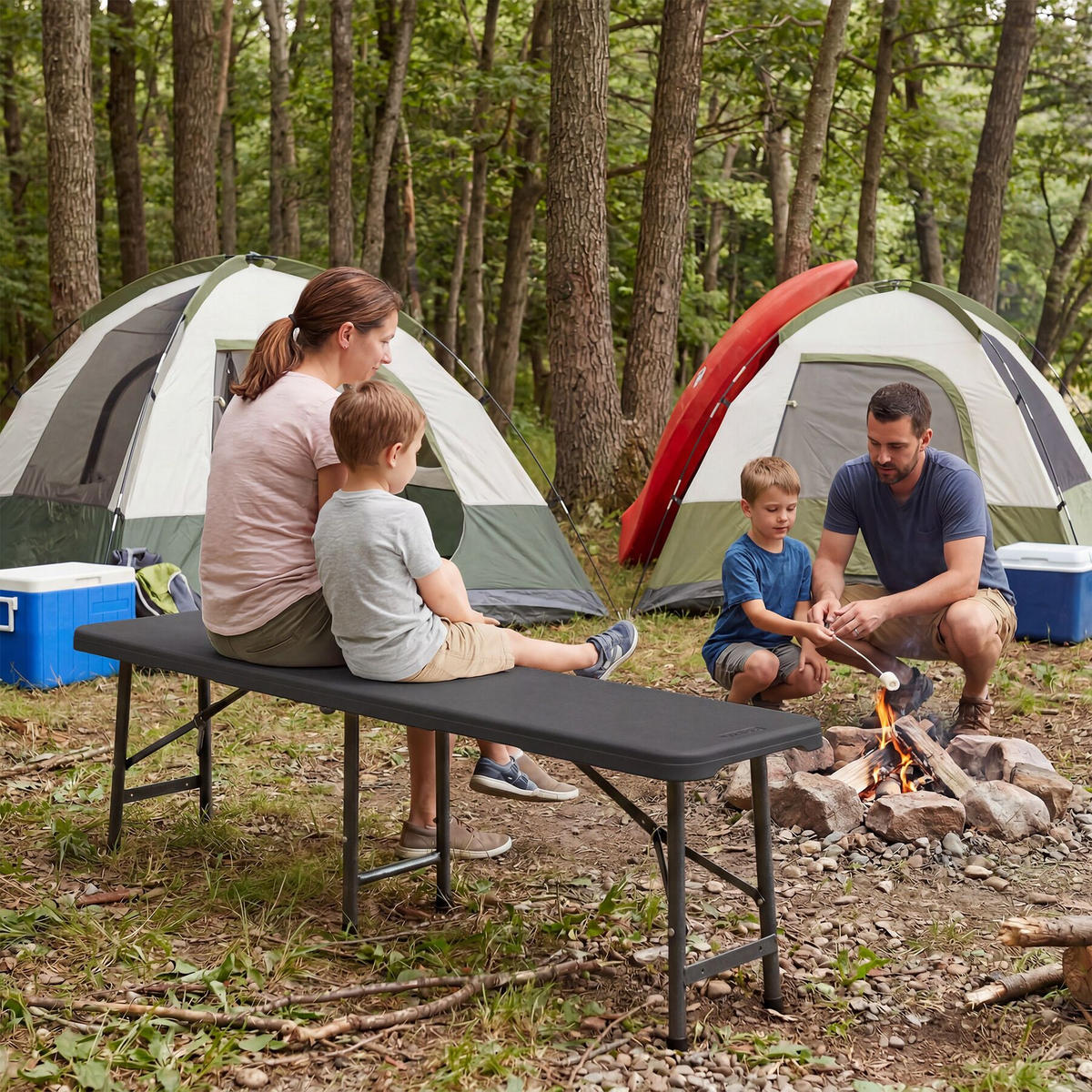 CAMPINGKLAPPBANK 2er Set Panja, gummierte Tragegriffe, anthrazit - Anthrazit, Kunststoff (180/42/27.5cm) - tectake