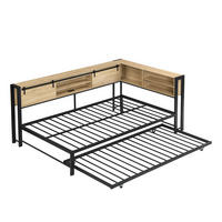 AUSZIEHBETT 120/200/90/190 cm, DE-41728, in Schwarz/Natur - Schwarz, Metall (120/200cm) - ComfortXL